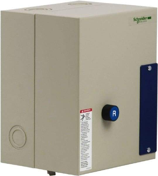 Schneider Electric - 9 Amp, 120 Coil VAC, Reversible Enclosed IEC Motor Starter - 1 Phase Hp: 0.3 at 120 VAC, 1 at 240 VAC, 3 Phase Hp: 2 at 208 VAC, 2 at 230 VAC, 5 at 460 VAC, 7.5 at 575 VAC - A1 Tooling