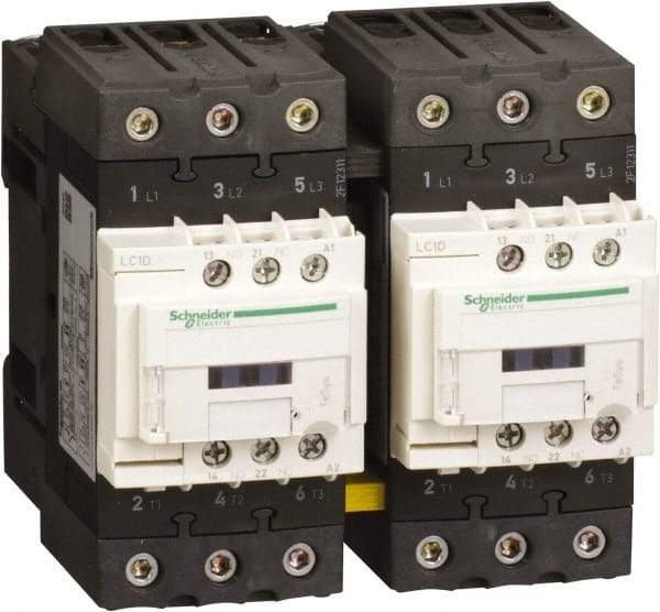 Schneider Electric - 3 Pole, 120 Coil VAC at 50 Hz and 120 Coil VAC at 60 Hz, 40 Amp, IEC Contactor - 1 Phase hp: 3 hp (115), 5 hp (230/240), 3 Phase hp: 10 hp (200/208), 10 hp (230/240), 30 hp (460/480), 30 hp (575/600) - A1 Tooling