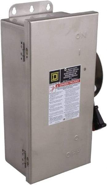 Square D - 30 Amp, 600 VAC/VDC, 3 Pole Fused Safety Switch - NEMA 12, 3, 3R, 4 & 4X, 7.5 hp at 480 VAC, 5 hp at 250 VDC (Single Phase), 20 hp at 600 VAC, 10 hp at 600 VDC (Triple Phase), 3PST Contact Form - A1 Tooling