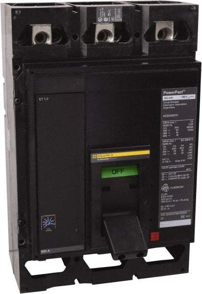 Square D - 800 Amp, 600 V, 3 Pole, Panel Mount Molded Case Circuit Breaker - Multiple Breaking Capacity Ratings - A1 Tooling