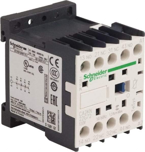 Schneider Electric - 2NC/2NO, 120 VAC at 50/60 Hz Control Relay - 17 V - A1 Tooling