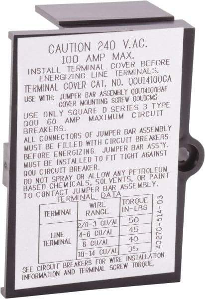 Square D - Circuit Breaker Jumper Bar Cover - Use with QOU Circuit Breaker - A1 Tooling