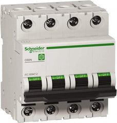 Schneider Electric - 40 Amp, 440 VAC, 4 Pole, DIN Rail Mounted Miniature Circuit Breaker - Magnetic Trip, Multiple Breaking Capacity Ratings, 18-2 AWG, 76mm Deep x 81mm High x 72mm Wide - A1 Tooling