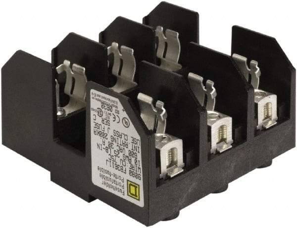 Square D - 3 Pole, 600 Volt, 30 Amp, DIN Rail Mount Fuse Holder - Compatible with J Class Fuse - A1 Tooling