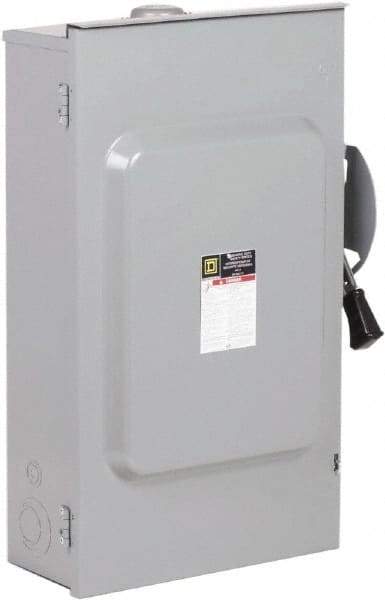 Square D - 200 Amp, 240 VAC, 2 Pole Fused Safety Switch - NEMA 3R, 15 hp at 240 VAC (Single Phase), 60 hp at 240 VAC (Triple Phase), DPST Contact Form - A1 Tooling