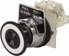 Schneider Electric - 30mm Mount Hole, Extended Mushroom Head, Pushbutton Switch with Contact Block - Round, Black Pushbutton, Maintained (MA) - A1 Tooling