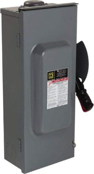 Square D - 100 Amp, 600 VAC/VDC, 3 Pole Nonfused Safety Switch - NEMA 3R, 40 hp at 600 VAC, 50 hp at 600 VDC (Single Phase), 100 hp at 600 VAC, 50 hp at 600 VDC (Triple Phase), 3PST Contact Form - A1 Tooling