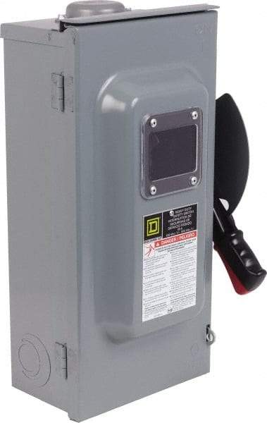 Square D - 60 Amp, 600 V, 3 Pole Nonfused Safety Switch - NEMA 3R, 1 & 3 Phase, 30 hp at 600 VAC (Single Phase), 60 hp at 60 VAC (Triple Phase), 3PST Contact Form - A1 Tooling