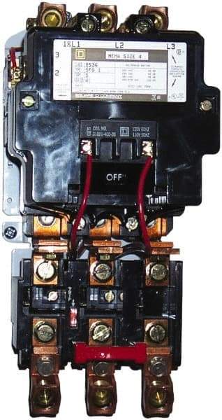 Square D - 110 Coil VAC at 50 Hz, 120 Coil VAC at 60 Hz, 135 Amp, NEMA Size 4, Nonreversible Open Enclosure NEMA Motor Starter - A1 Tooling