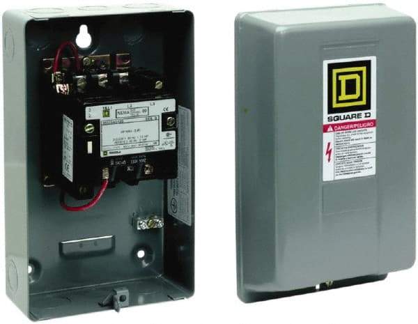 Square D - 2 Pole, 110 Coil VAC at 50 Hz and 120 Coil VAC at 60 Hz, 18 Amp NEMA Contactor - NEMA 1 Enclosure, 50 Hz at 110 VAC and 60 Hz at 120 VAC - A1 Tooling