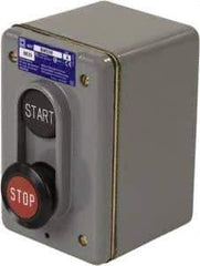 Schneider Electric - 2 Operator, Flush Pushbutton, Mushroom Head Control Station - Start, Stop (Legend), Momentary Switch, NO/NC Contact, NEMA 1, 4 - A1 Tooling