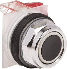 Schneider Electric - 30mm Mount Hole, Extended Straight, Pushbutton Switch with Contact Block - Black Pushbutton, Momentary (MO) - A1 Tooling