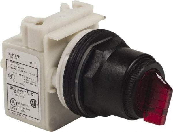 Schneider Electric - 30mm Mount Hole, 3 Position, Knob Operated, Selector Switch Only - Momentary (MO), Nonilluminated, without Contact Blocks, Shock and Vibration Resistant - A1 Tooling