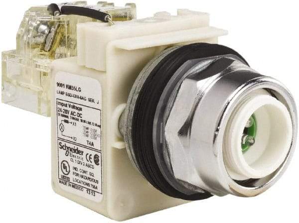 Schneider Electric - 24-28 VAC/VDC LED Push-to-Test Pilot Light - Screw Clamp Connector, 104mm OAL x 54mm Wide, Dust-tight, Oiltight, Shock Resistant, Vibration Resistant, Watertight - A1 Tooling