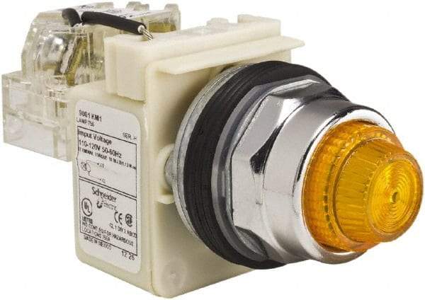 Schneider Electric - 120 VAC Amber Lens Indicating Light - Screw Clamp Connector - A1 Tooling