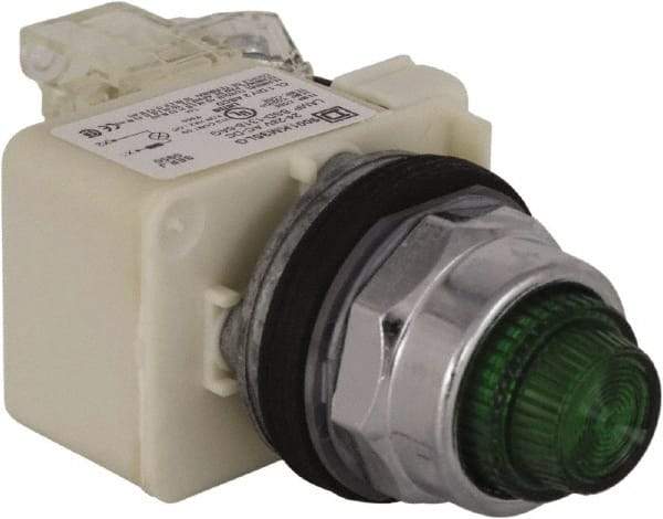 Schneider Electric - 24 V Green Lens LED Press-to-Test Indicating Light - Octagonal Lens, Screw Clamp Connector - A1 Tooling