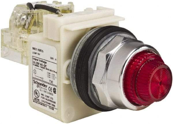 Schneider Electric - 24-28 VAC/VDC Red Lens Indicating Light - Screw Clamp Connector - A1 Tooling