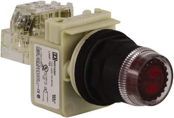 Schneider Electric - 30mm Mount Hole, Extended Straight, Pushbutton Switch with Contact Block - Red Pushbutton, Momentary (MO) - A1 Tooling