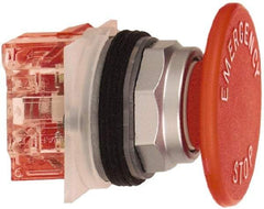 Schneider Electric - 30mm Mount Hole, Extended Straight, Pushbutton Switch with Contact Block - Red Pushbutton, Momentary (MO) - A1 Tooling