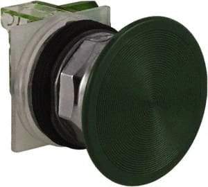 Schneider Electric - 30mm Mount Hole, Extended Straight, Pushbutton Switch with Contact Block - Green Pushbutton, Momentary (MO) - A1 Tooling