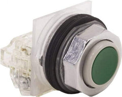 Schneider Electric - 30mm Mount Hole, Extended Straight, Pushbutton Switch with Contact Block - Green Pushbutton, Momentary (MO) - A1 Tooling