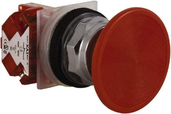 Schneider Electric - 30mm Mount Hole, Extended Straight, Pushbutton Switch with Contact Block - Red Pushbutton, Momentary (MO) - A1 Tooling