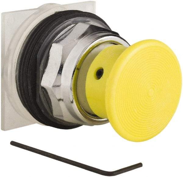 Schneider Electric - 30mm Mount Hole, Extended Straight, Pushbutton Switch Only - Yellow Pushbutton, Momentary (MO) - A1 Tooling