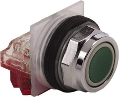 Schneider Electric - 30mm Mount Hole, Extended Straight, Pushbutton Switch with Contact Block - Green Pushbutton, Momentary (MO) - A1 Tooling