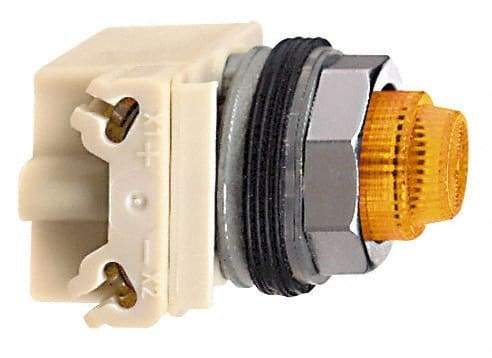 Schneider Electric - 120 V Amber Lens Incandescent Pilot Light - Round Lens, Screw Clamp Connector - A1 Tooling