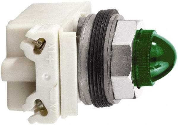 Schneider Electric - 120 V Green Lens Incandescent Pilot Light - Round Lens, Screw Clamp Connector - A1 Tooling