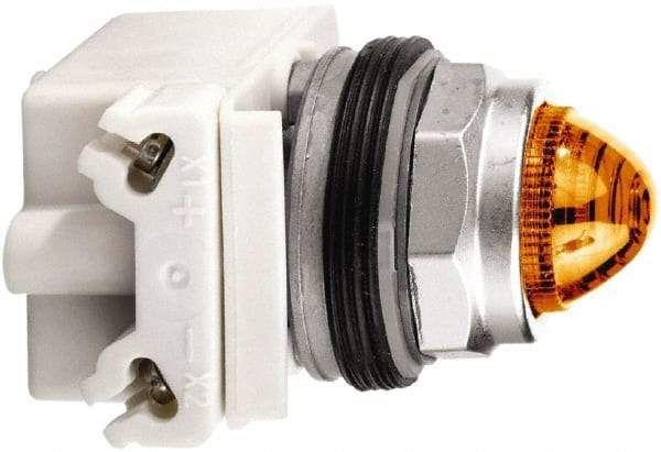 Schneider Electric - 120 V Amber Lens Incandescent Pilot Light - Round Lens, Screw Clamp Connector - A1 Tooling