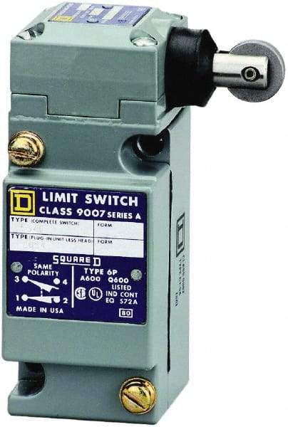 Square D - DPDT, 2NC/2NO, 600 Volt Screw Terminal, Roller Plunger Actuator, General Purpose Limit Switch - 1, 2, 4, 6, 12, 13, 6P NEMA Rating, IP67 IPR Rating - A1 Tooling