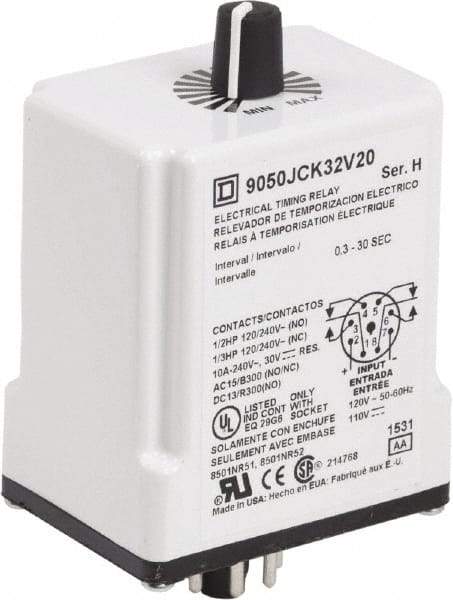 Square D - DPDT Time Delay Relay - 10 Contact Amp, 110 VDC & 120 VAC - A1 Tooling