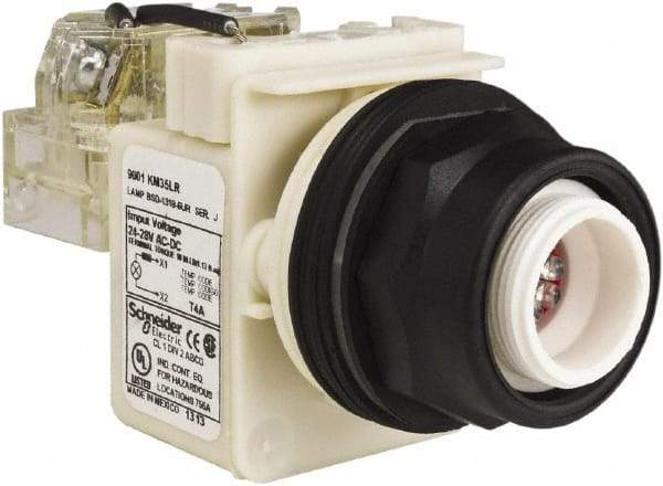 Schneider Electric - 28 V Red Lens LED Pilot Light - Round Lens, Screw Clamp Connector, 54mm OAL x 42mm Wide, Vibration Resistant - A1 Tooling