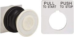 Square D - Extended Mushroom Head Pushbutton Switch Operator - White, Round Button, Nonilluminated - A1 Tooling