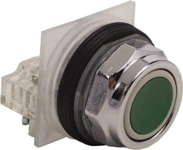 Schneider Electric - 30mm Mount Hole, Flush, Pushbutton Switch Only - Round, Green Pushbutton, Nonilluminated, Momentary (MO) - A1 Tooling