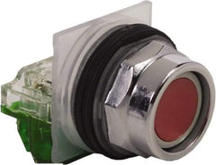 Schneider Electric - 30mm Mount Hole, Extended Straight, Pushbutton Switch with Contact Block - Red Pushbutton, Momentary (MO) - A1 Tooling