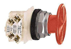 Schneider Electric - 30mm Mount Hole, Extended Mushroom Head, Pushbutton Switch with Contact Block - Round, Red Pushbutton, Momentary (MO) - A1 Tooling