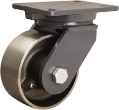 Hamilton - 6" Diam x 2-1/2" Wide x 8" OAH Top Plate Mount Swivel Caster - Forged Steel, 3,500 Lb Capacity, Tapered Roller Bearing, 5-1/4 x 7-1/4" Plate - A1 Tooling