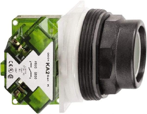 Schneider Electric - 30mm Mount Hole, Extended Straight, Pushbutton Switch with Contact Block - Octagon, Green Pushbutton, Momentary (MO) - A1 Tooling