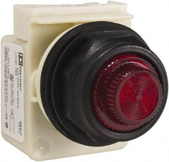 Schneider Electric - 220 VAC at 50/60 Hz via Transformer, 240 VAC at 50/60 Hz via Transformer Red Lens Indicating Light - Round Lens, Screw Clamp Connector, Corrosion Resistant, Dust Resistant, Oil Resistant - A1 Tooling