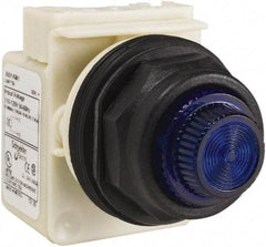 Schneider Electric - 110 VAC at 50/60 Hz via Transformer, 120 VAC at 50/60 Hz via Transformer Blue Lens Indicating Light - Round Lens, Screw Clamp Connector, Corrosion Resistant, Dust Resistant, Oil Resistant - A1 Tooling