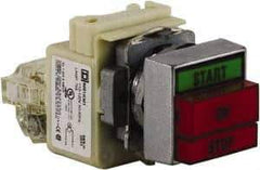 Schneider Electric - Extended Straight Pushbutton Switch Operator - Green, Red, Rectangle Button, Incandescent Lamp, Illuminated - A1 Tooling