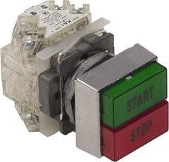 Schneider Electric - 30mm Mount Hole, Pushbutton Switch Only - Rectangle, Green and Red Pushbutton, Nonilluminated, Momentary (MO), On-Off - A1 Tooling