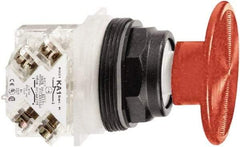 Schneider Electric - 30mm Mount Hole, Extended Mushroom Head, Pushbutton Switch with Contact Block - Round, Red Pushbutton, Momentary (MO) - A1 Tooling