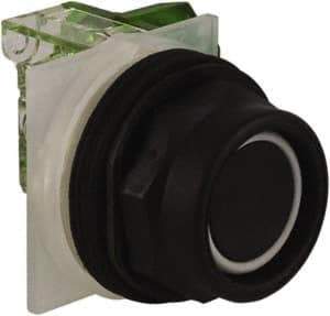 Schneider Electric - 30mm Mount Hole, Extended Straight, Pushbutton Switch with Contact Block - Black Pushbutton, Momentary (MO) - A1 Tooling