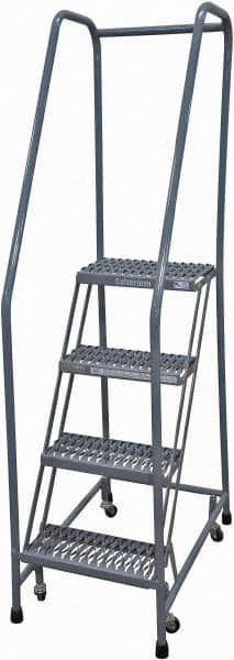 Cotterman - 70" 4 Step Rolling Warehouse Ladder - Rolling Safety Ladder, 450 Lb Capacity, 40" Platform Height, 20" Base Width x 31" Base Depth, Expanded Metal Tread - A1 Tooling