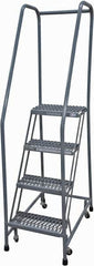 Cotterman - 70" 4 Step Rolling Warehouse Ladder - Rolling Safety Ladder, 450 Lb Capacity, 40" Platform Height, 20" Base Width x 31" Base Depth, Expanded Metal Tread - A1 Tooling