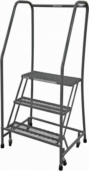 Cotterman - 60" 3 Step Rolling Warehouse Ladder - Rolling Safety Ladder, 450 Lb Capacity, 30" Platform Height, 30" Base Width x 30" Base Depth, Expanded Metal Tread - A1 Tooling