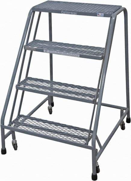 Cotterman - 40" 4 Step Rolling Warehouse Ladder - Rolling Safety Ladder, 450 Lb Capacity, 40" Platform Height, 30" Base Width x 31" Base Depth, Expanded Metal Tread - A1 Tooling